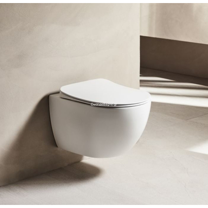 Creavit Free Rim-Off White Matt 51x35,5 Λεκάνη Κρεμαστή Με Κάλυμμα