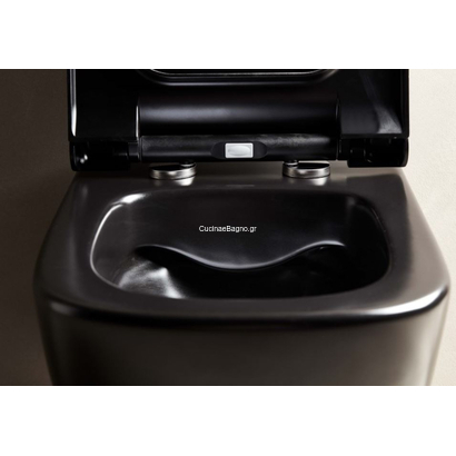 Creavit Fresh Rim Out Black Matt 52,5x35,5 Λεκάνη Κρεμαστή Με Κάλυμμα