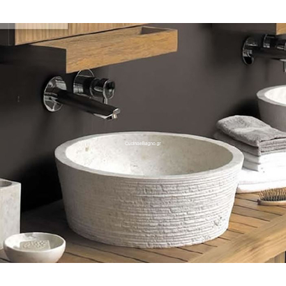Stoone Jaya Beige Φ40 cm Νιπτήρας Πέτρινος Επιτραπέζιος Stav