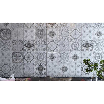 Nikea Black & White Glossy 20x20 Πλακάκι Porcellanato Δαπέδου Stav