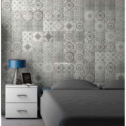 Nikea Black & White Glossy 20x20 Πλακάκι Porcellanato Δαπέδου Stav