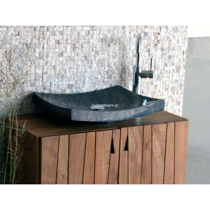 Stoone Piring Grey-Black 50x40 cm Νιπτήρας Πέτρινος Επιτραπέζιος Stav