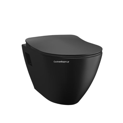 Creavit Razor Μαύρη Ματ 49,8x35,5 Λεκάνη Κρεμαστή Με Κάλυμμα