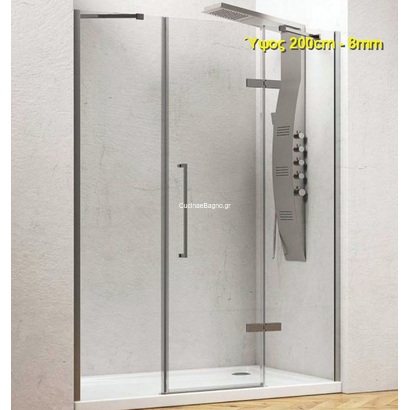 Karag Tinos 600 Χρωμέ 180x200 Cm Καμπίνα Ντουζιέρας Ανοιγόμενη Με 2 Σταθερά