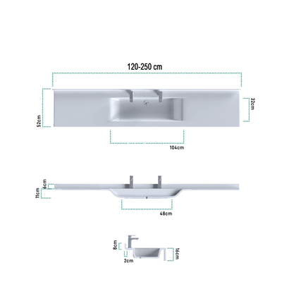 Sanitec 700 Wave Double 120-150cm Νιπτήρας Monoblock