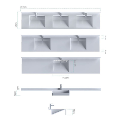 Sanitec 714 Matrix 70-150cm Νιπτήρας Monoblock - 1 Γούρνα
