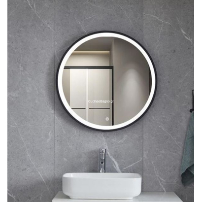 Gloria Omikron Black Led Καθρέπτης Φ 80 Μπάνιου Touch 77-0190