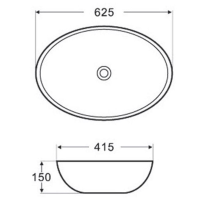 Gloria Bel-Elara 62x41 Νιπτήρας Επιτραπέζιος Πορσελάνης 17-4850