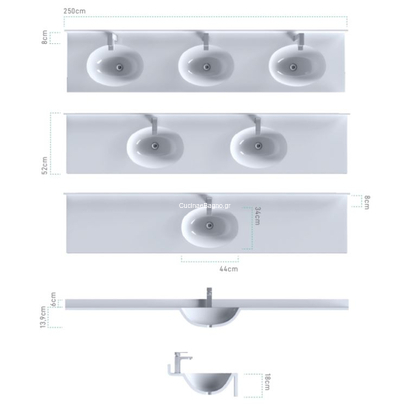 Sanitec 713 Elliptical 151-200cm Νιπτήρας Monoblock