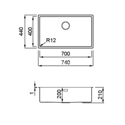Elleci Esprit 700 74x44 Νεροχύτης Ανοξείδωτος Satin Finish