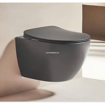 Creavit Free Anthracite Matt 51x35,2 Λεκάνη Κρεμαστή Με Κάλυμμα