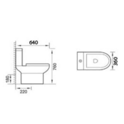 ΤΕΜΑ Futura Rim-Off 64x36 Λεκάνη Με Καζανάκι ΧΠ/ΠΣ