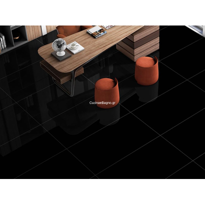 Plain Pure Black Glossy 60x120 Porcellanato Rettificato Γυαλιστερό Δαπέδου - Τοίχου
