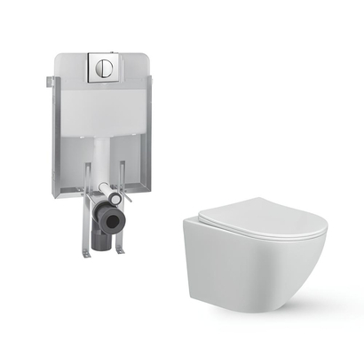 FOCUS SET FIT RIMLESS Σετ Λεκάνη Κρεμαστή με Καζανάκι Εντοιχισμού