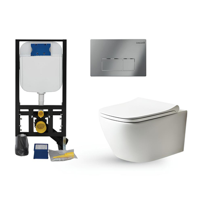 Creavit 5003-200 Σετ Καζανάκι Εντοιχισμού Με Πλακέτα & Λεκάνη Κρεμαστή Smart Rimless