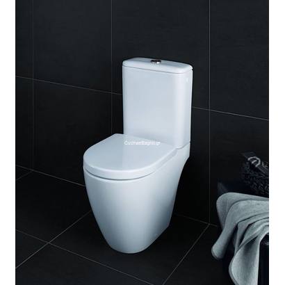 Geberit Σετ Λεκάνη Με Καζανάκι Icon Rimfree 63cm Στρογγυλή Με Κάλυμμα Soft Close