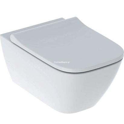 Geberit Λεκάνη Κρεμαστή Smyle Square Rimfree Με Κάλυμμα Slim Soft Close Λευκό