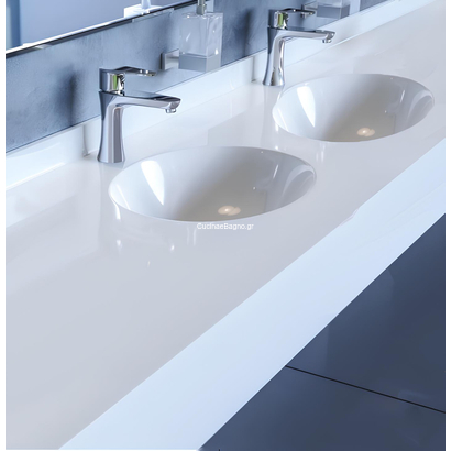 Sanitec 713 Elliptical 201-250cm Νιπτήρας Monoblock - 2 Γούρνες