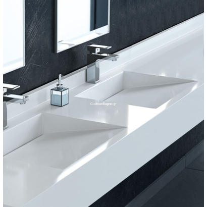 Sanitec 714 Matrix 201-250cm Νιπτήρας Monoblock - 2 Γούρνες