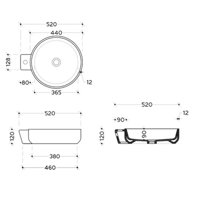 Cupa 44M Νιπτήρας Πορσελάνης Επιτραπέζιος & Επίτοιχος Φ44