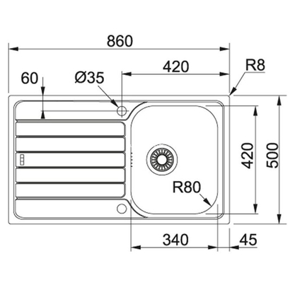 Franke Spark SKX 611-86 Νεροχύτης Inox 86x50 101.0298.442