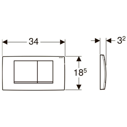 Geberit 115.899.KH.1 TWINLINE 30 Πλακέτα Καζανακιού Διπλής Ροής Χρωμέ