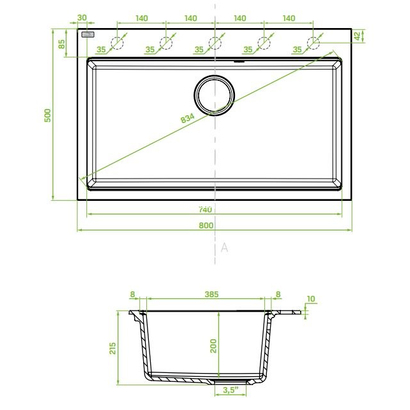 LAVEO Tau White 80x50 Νεροχύτης Γρανίτης