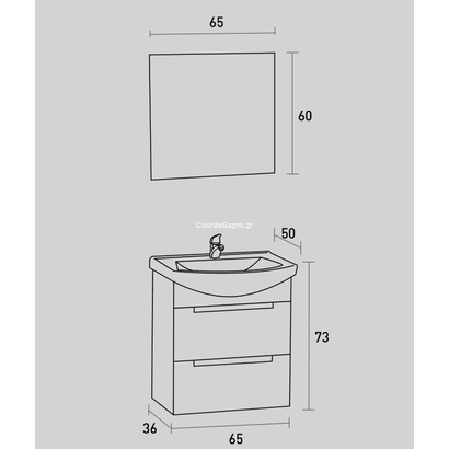 ProBagno 946 65x50 Έπιπλο Μπάνιου Κρεμαστό