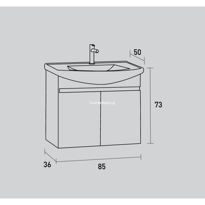 ProBagno 954Γ 85x50 Έπιπλο Μπάνιου Κρεμαστό