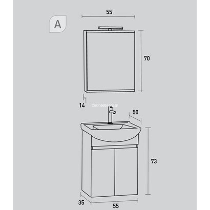 ProBagno 957Α 55x50 Έπιπλο Μπάνιου Κρεμαστό