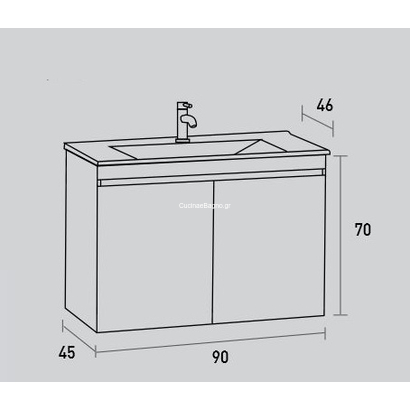 ProBagno 958Β 90x46 Έπιπλο Μπάνιου Κρεμαστό