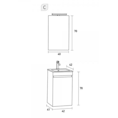 ProBagno 961Γ 42x42 Έπιπλο Μπάνιου Κρεμαστό