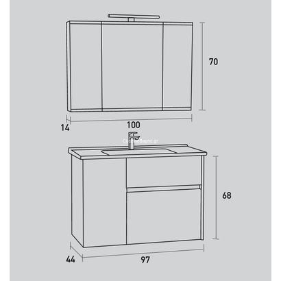 ProBagno 966 100x45 Έπιπλο Μπάνιου Κρεμαστό