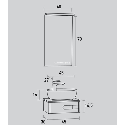ProBagno 969 45x30 Έπιπλο Μπάνιου Κρεμαστό