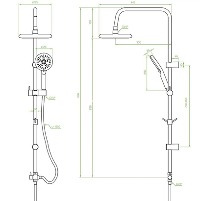 LAVEO Cers Χρωμέ Στήλη Ντουζιέρας PL7-00OX