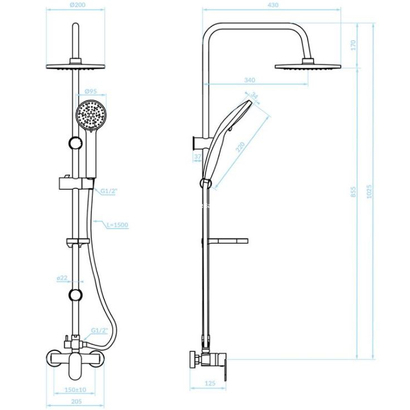 KUCHINOX Intra Χρωμέ Στήλη Ντουζιέρας Με Μπαταρία PKI-00OB