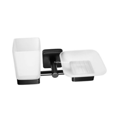 KARAG Quattro Nero Opaco Σαπουνοθήκη Ποτηροθήκη Επίτοιχη 485355