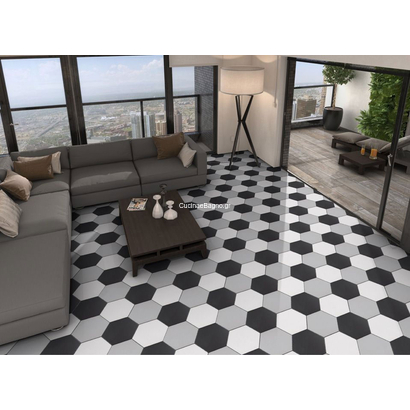 Basic Black Hex 22x25 Porcellanato Εξάγωνο Μαύρο