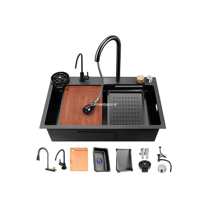 Sanitec 108045 Multi 80x45 Inox Black Νεροχύτης