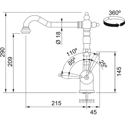 Franke Old England Χρωμέ Μπαταρία Κουζίνας 115.0060.360