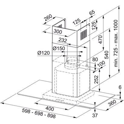 Franke New Perfect Glass FGL 925 XS NP Επιτοίχια Καμινάδα 325.0590.996