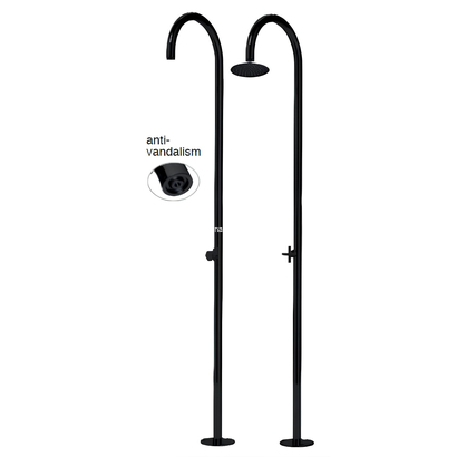 Stratos Apollon Black Matt INOX Στήλη Ντους Εξωτερικού Χώρου