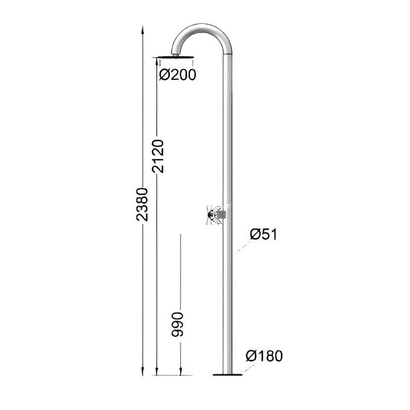 Stratos Apollon Black Matt INOX Στήλη Ντους Εξωτερικού Χώρου