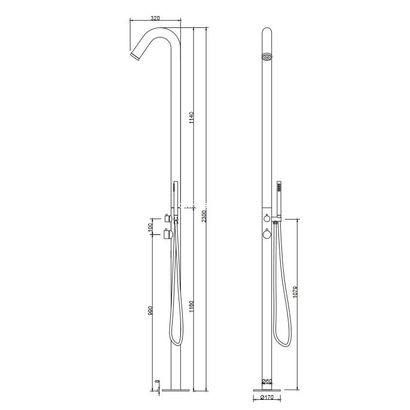 KARAG ARIS OT-17 Στήλη Ντους Εξωτερικού Χώρου AISI 316
