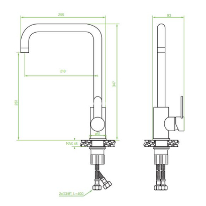 LAVEO Bona Stainless Steel Μπαταρία Κουζίνας BAB 265D