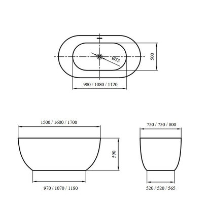 Karag DANAE C922-1700W Bianco Opaco 170x80 Μπανιέρα Ελεύθερης Τοποθέτησης
