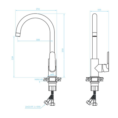 KUCHINOX Dima Χρωμέ Μπαταρία Κουζίνας BQD 068D