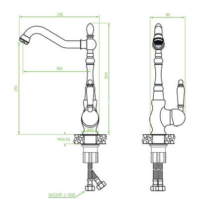 LAVEO Evora Black Μπαταρία Κουζίνας BAE 765D