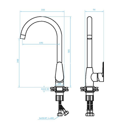 KUCHINOX Fresno Χρωμέ Μπαταρία Κουζίνας BQF 068D