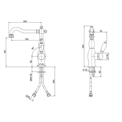 Oioli London Bronze Μπαταρία Νιπτήρα Ρετρό OILOLT001RO